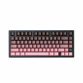 ATK VXE V75X/K wireless gaming keyboard, 75% layout with gradient rose pink to dark brown keycaps and charcoal frame.